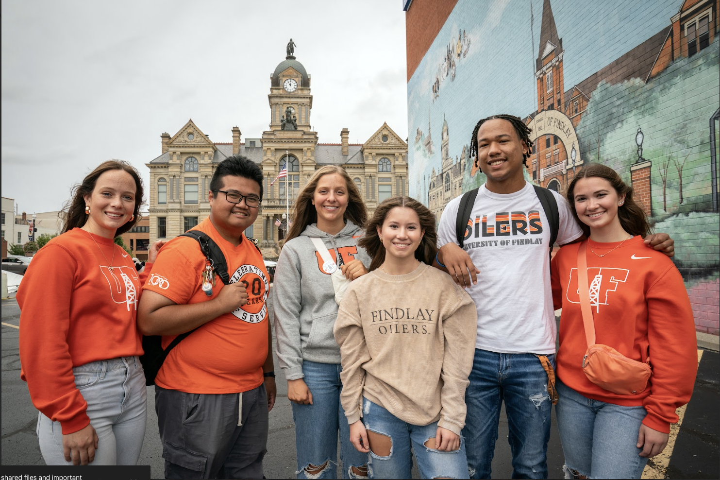 students outside group photo
