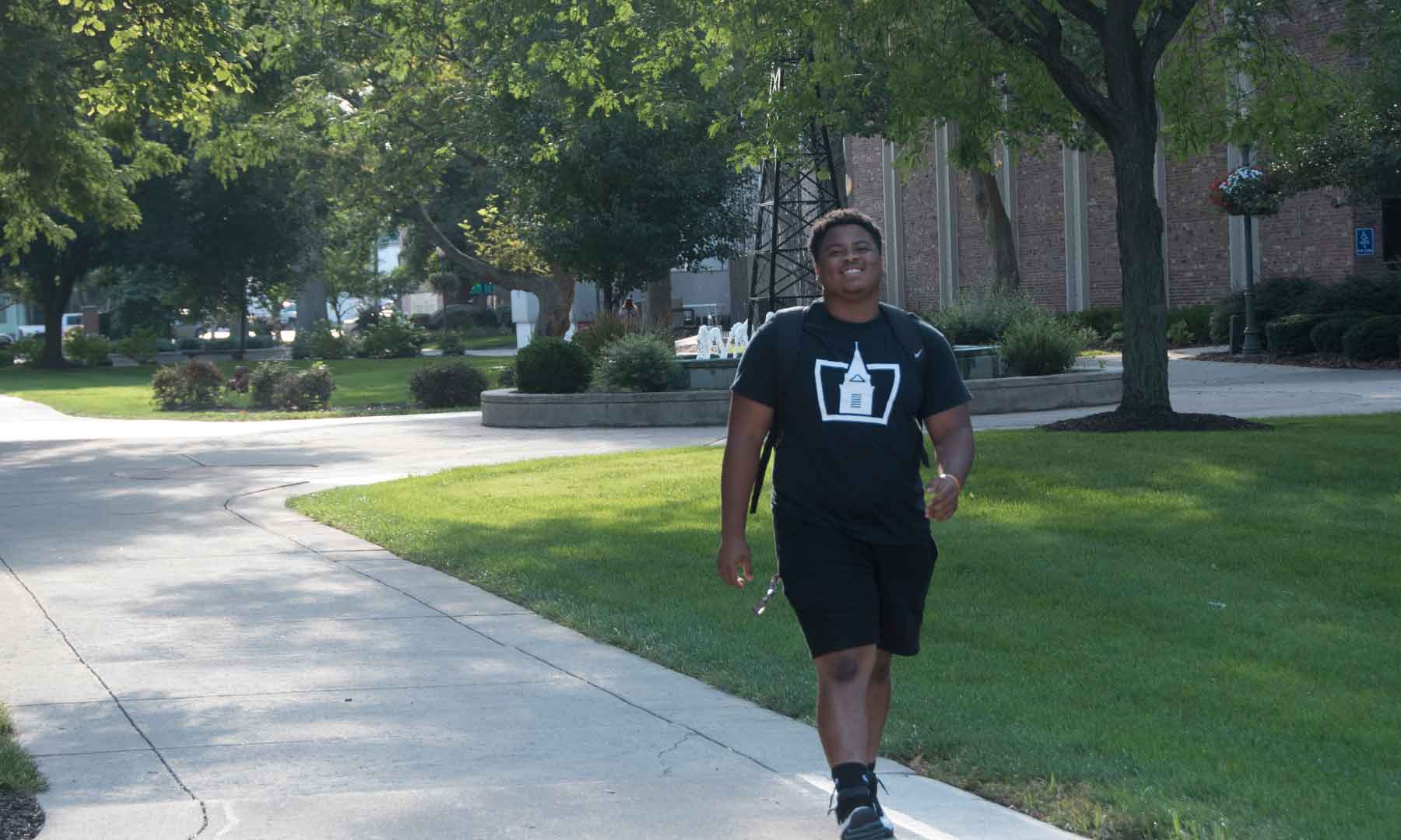Walking around campus